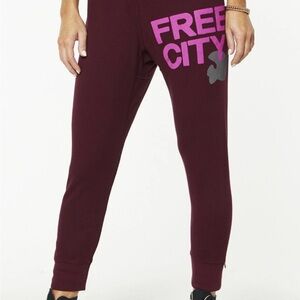 Freecity Maroon Joggers with Pink and Gray Accents